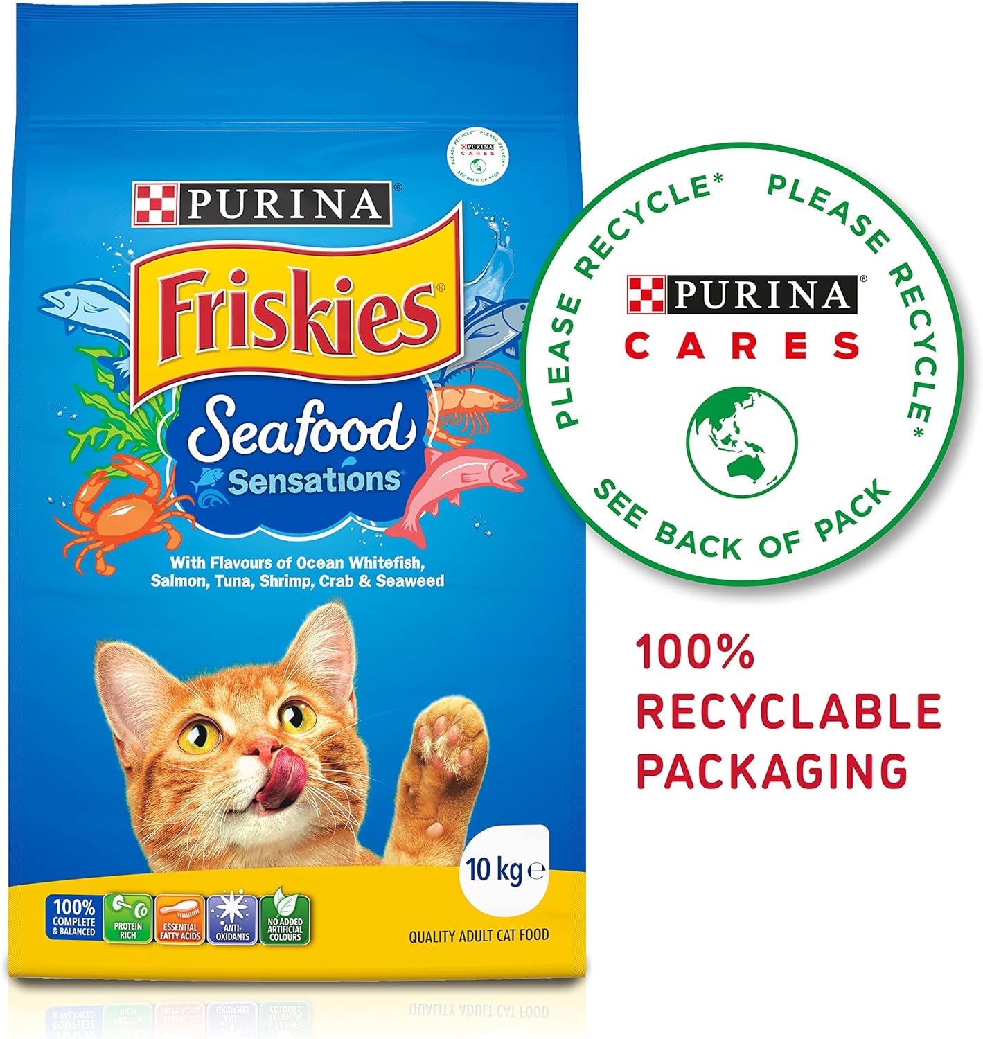 FRISKIES Adult Dry Cat Food Seafood Sensations 10Kg